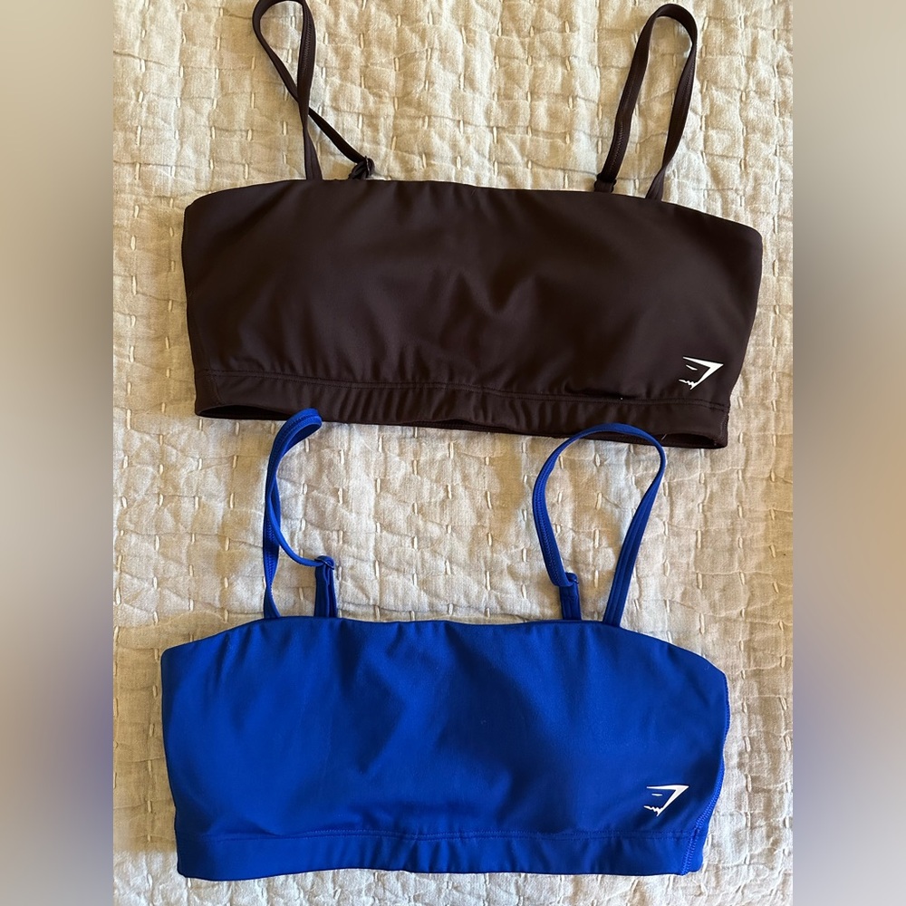 Gymshark Bandeau Sports Bra Duo - Brown and Royal Blue